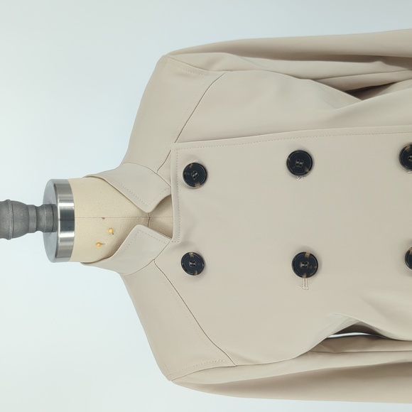Ann Taylor Colorblock Trench Coat Tan Black XS preppy fall spring classic rain - Picture 4 of 11